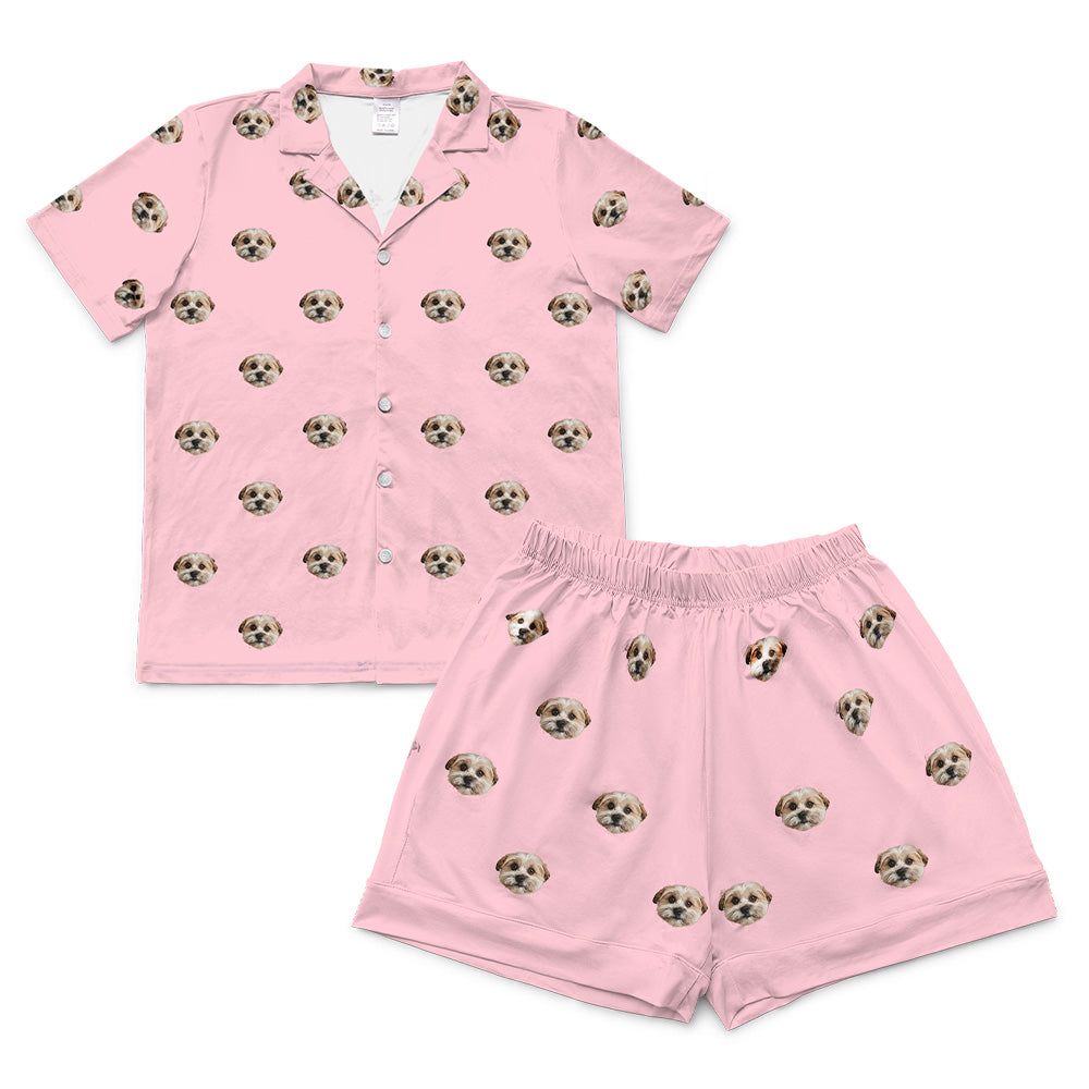 Personalisierter Pyjama mit Haustiergesicht für Erwachsene – kurz