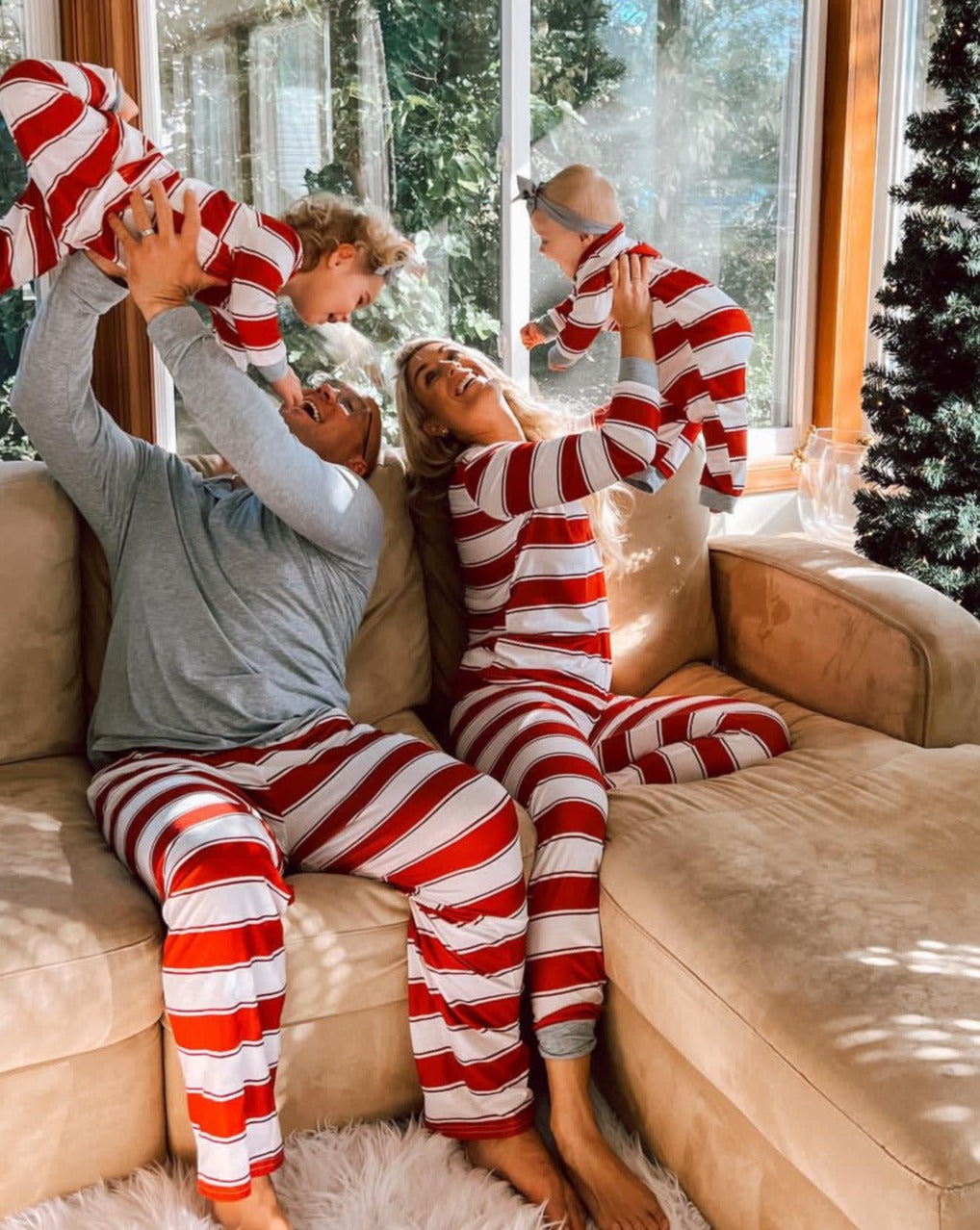 Pleasure Stripe-Family Matching Christmas Pajamas